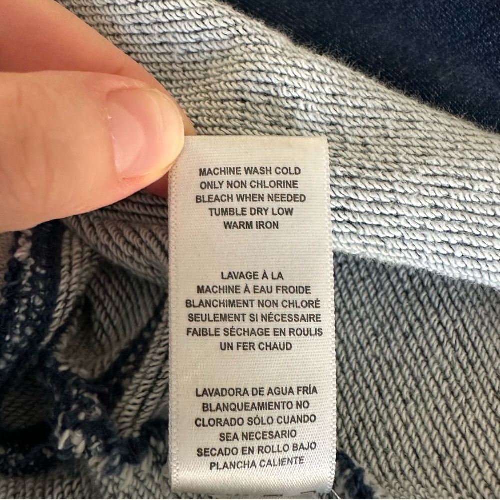 GOOD AMERICAN JEANIUS CROPPED Indigo Blue Terry Sweatshirt Size XS - Picture 11 of 13